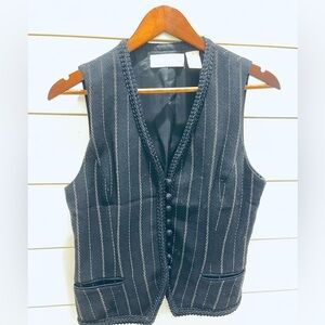 Vintage Dana Buchman Black and Ecru Textured Vest